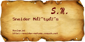 Sneider Mátyás névjegykártya
