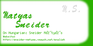 matyas sneider business card